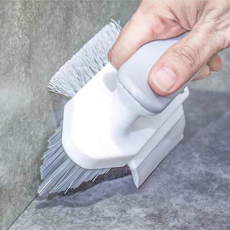 Brosse de nettoyage 4 en 1 pour joints de carrelage et coins avec grattoir, blanche (1/5)