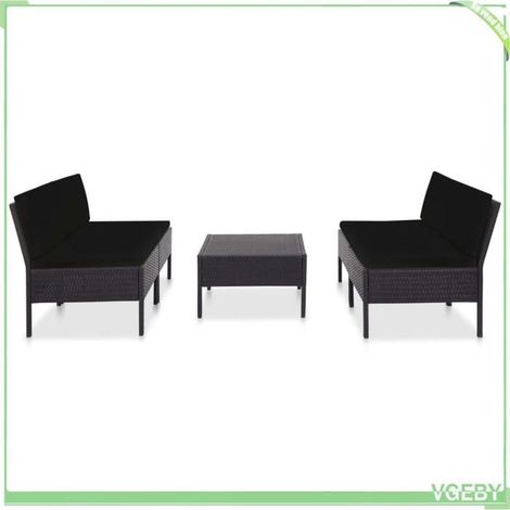 Salon de jardin - FAFEICY - 48945 - Résine tressée noire - 5 pièces modulable - Cadre acier enduit (1/5)