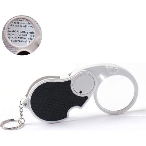 Loupe éclairante 8x/20x, petite loupe de poche pliable et lumineuse pour la lecture de pièces de monnaie, les loisirs et les voyages. (1/5)