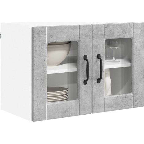 Maison Exclusive - Cabinet en verre mural PORTO Gris béton 60 x 31 x 40 cm