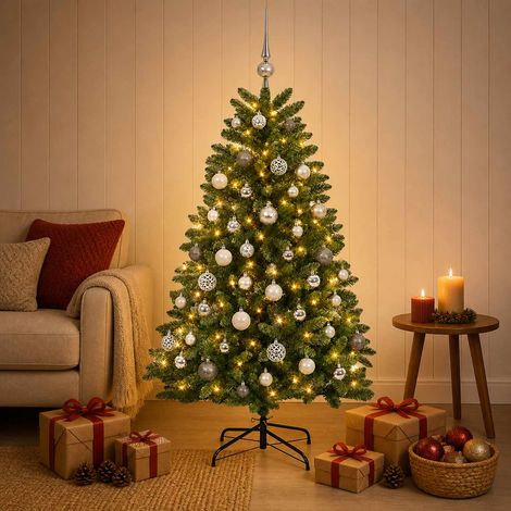 vidaXL Árbol de Navidad artificial verde medio con bolas 150 cm (1/5)