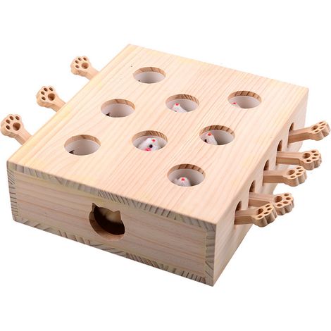 Katzenzubehör, lustiges, selbstaufrichtendes interaktives Maus-Stock aus Massivholz (Wolkenpuppe)