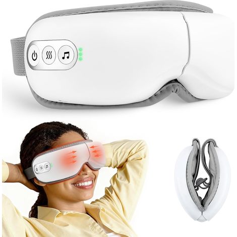 Esta mascarilla eléctrica para dormir 4 en 1 cuenta con funciones de calefacción, masaje y ajuste de tamaño además, puede masajear la zona de los ojos. (1/3)