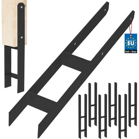 KOTARBAU® Kotarbau® Support de Poteau À Sceller - Support Poteau Bois en H 90x600 mm Lot de 6 - Pied de Poteau - Ancre Poteau Bois - Ancrage Poteau - Platine Poteau Bois - Acier Thermolaqué - Noir (1/5)