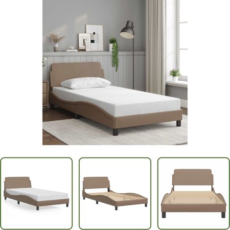 Kunstlederbett - Bettgestell "Dover" Cappuccino-Braun 100x200 cm Kunstleder (1/5)