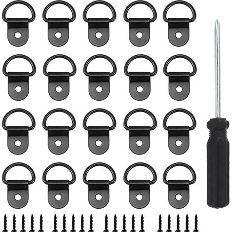 20 Anneau Arrimage, Inox Noir 36x25mm, Vis Incluses, Camion Bateau Garage