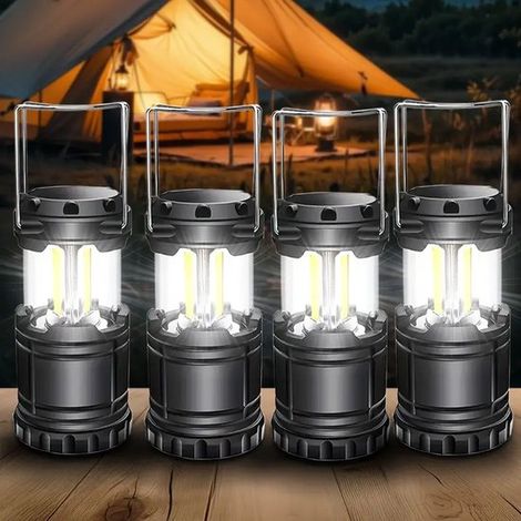 Piccola lampada da campeggio, lampada da tenda per esterni, lampada da campeggio portatile, lampada di emergenza multifunzionale, a batteria (batterie non incluse) - 4