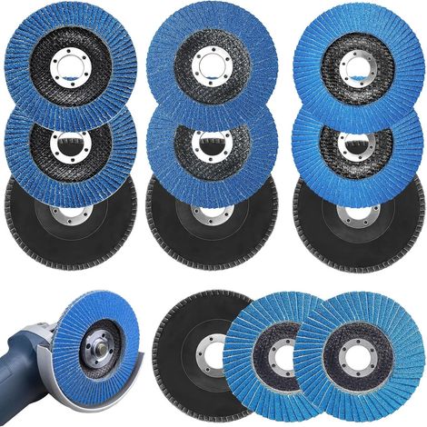12 Pcs Disques à Lamelles, 125 mm x 22 mm Disque a Lamelles Grain 40/60/80/120, Disque Lamelle 125mm pour Enlever Ebavure, Rouille, Polissage, Finition (1/5)