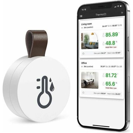 Thermomètre hygromètre Bluetooth, mini thermo-hygromètre d'intérieur sans fil avec fonction d'exportation de données, compatible avec iOS et Android pour le vin, le salon, la chambre de bébé, la maiso (1/5)
