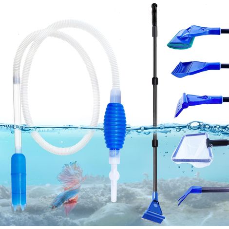 Kit de nettoyage pour aquarium avec embout long, changeur d'eau, filtre à eau et gravier (1/5)