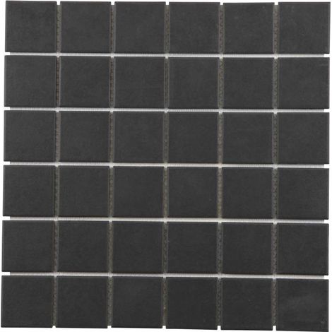 MAT INTER - Lot de 9 Mosaïques - 300x300 - Tesselle 50x50x6mm - Porcelaine anti d. anthracite (1/2)
