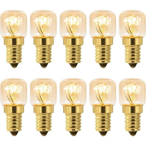 Lot de 10 Ampoule à Sel E14 , Blanc Chaud 2700K, 15W, Ampoule Four Haute Température 300°, Pour Four, Frigo, Lampe de Sel, Fours Grill