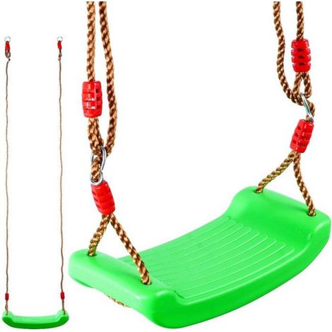 Balançoire Enfant - Siège Plastique 42x17x8 5 Cm - Vert - Charge Max 75 Kg - Pour Extérieur - À Fixer Sur Arbre Ou Structure De Jeu - 1 Pièce (1/5)