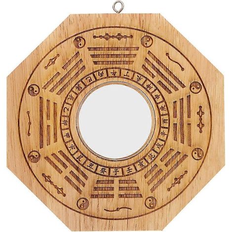 Exorzismus Tai Chi Acht Diagramme Spiegel Chinesischer Stil Bagua Spiegel Tempeldekor-13.5X13.5X1.2CM-Brown (1/3)