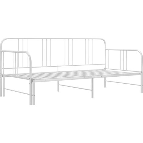 Maison Exclusive - Ausziehsofa Bettgestell Weiß Metall 90x200 cm
