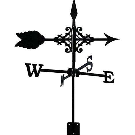 Girouette métallique avec flèche décorative, piquet de jardin ornemental, indicateur de vent robuste pour extérieur, style classique, finition durable. (1/3)