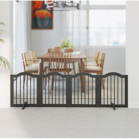Cancelletto pieghevole per cani, 4 pannelli con piedini, 208 x 29,5 x 61 cm, nero HAVRYA (1/4)