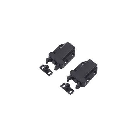 Lot de 2 loquets push‑open dissimulés pour placards et tiroirs, noirs, avec vis – (1/5)