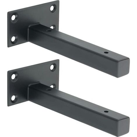 Équerre Étagère Industrielle Support Étagère à Fixation Murale en Acier Inoxydable Équerre Métale pour Planche Flottante Support Dissimulé Noir Mat, 2Pcs, EJT150B-2P (1/3)