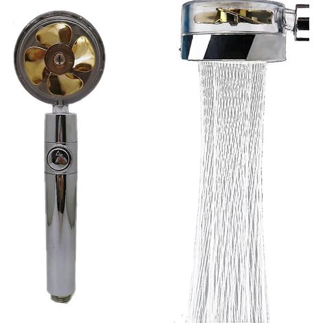 360 Grad drehbarer Duschkopf mit kleinem Ventilator – Badezimmeraccessoires-Gold