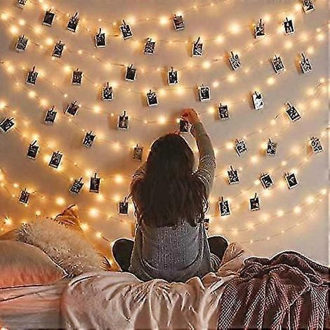 Lichterkette fürs Schlafzimmer, 12 Lichter pro Minute, 2 Meter lange Lichterkette mit 20 LEDs, ästhetische Zimmerdekoration, Lichterkette fürs Schlafzimmer von Mind-Glowing, Mädchenzimmer D