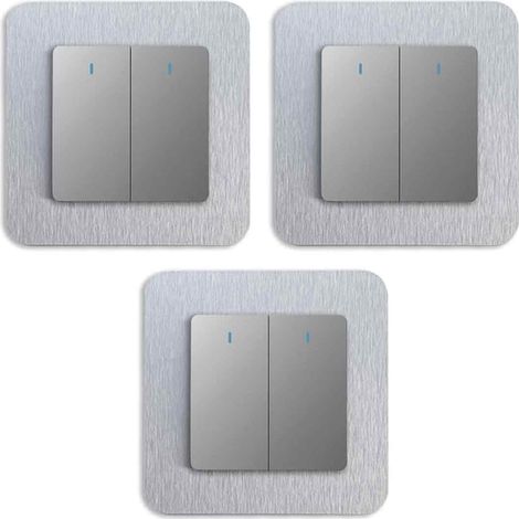 Lot de 3 cadres décoratifs pour interrupteurs, Tovbmup, 14,6 x 14,6 cm, gris (1/5)