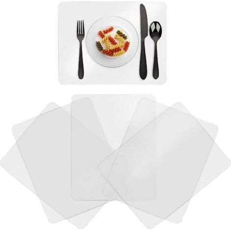 Lot de 5 sets de table transparents - Sets de table - Sets de table en plastique - Sets de table résistants à la chaleur - Protège-tables - Antidérapants - PP - Transparents (1/5)