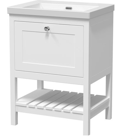 Coppenhall Contemporary 1 Drawer Floor Standing Vanity Unit, Pure White, 600mm