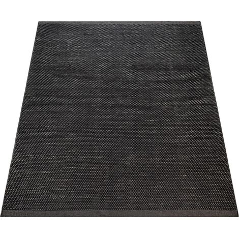 Paco Home Handgewebter Teppich Flachgewebe Skandi Look Meliert Webmuster In Anthrazit 140x200 cm