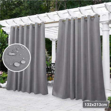 ROSNEK PatioGuard Rideau extérieur imperméable anti-accrocs à œillets 132 x 213 cm semi-occultant Gris clair 1 panneau