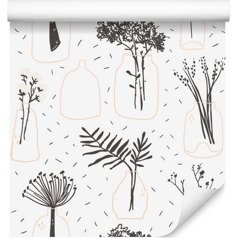 Papel pintado de estilo escandinavo con motivos vegetales y florales para salón y dormitorio, 50x1000 mm. (1/5)