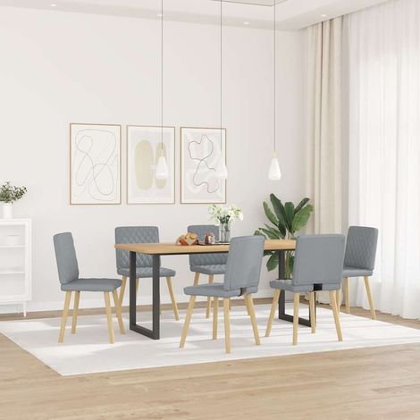 Lot de 6 Chaises à manger，Chaise de cuisine gris clair tissu CFW70880 (1/5)