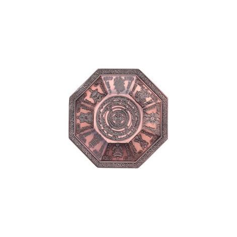 Bol à feu octogonal orné d'écritures bouddhistes et de 8 symboles auspicieux, bol à offrandes de feu, objet bouddhiste, rouge - Crezuo