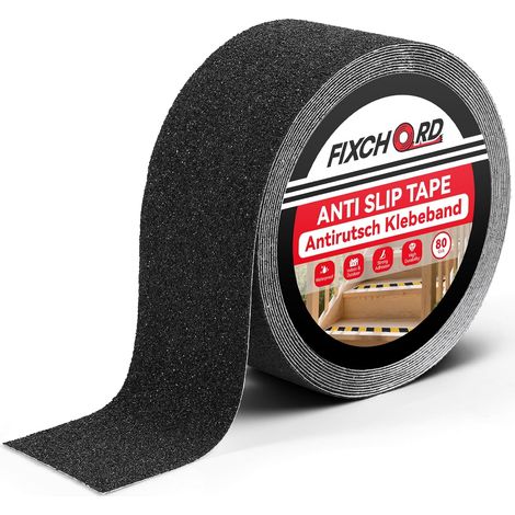 Bande Antidérapante adhésive, 5mx50mm Ruban antidérapant, intérieur/extérieur, Bande Antidérapante Escalier pour nez de marche, imperméable, haute traction, grain 80, noir (1/5)