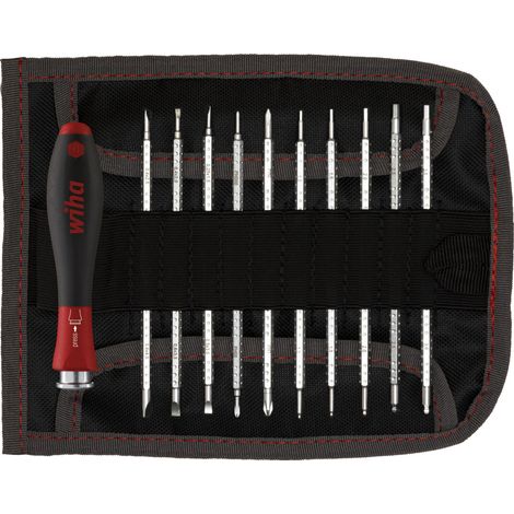 Wiha Set di giravite con lame di ricambio SYSTEM 4 Assortito, 12 pz con borsa avvolgibile (00610)