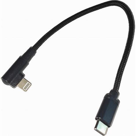 Cable de datos y carga USB de 8 pines en Ã¡ngulo, 0,2 m, negro