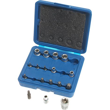 Torx Bit Nuss Satz 17-teilig E6 bis E16 und T10 bis T55 mit Stirnloch