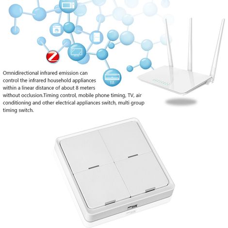 Tuya ZigBee commutateur de scène intelligent sans fil 4 touches de dalle de route de scénario de gang domotique d'assistant domestique Compatible avec Alexa, Home, Siri, Life (1/5)