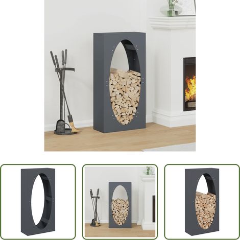 Support bois de chauffage - Portant de bois chauffage anthracite 50x23x100 cm (1/5)
