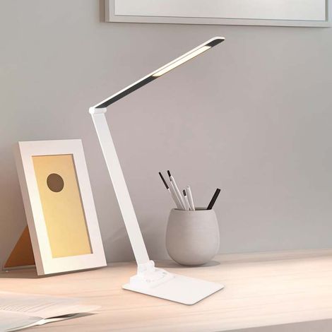 [NEUWERTIG] B-Ware LED-Tischleuchte Travis weiß dimmbar Touch USB CCT 650lm Trio Lighting (1/2)