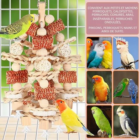 Bird Toys for Large Parrots Natural Corn Bark and Slice Chew Loofah Chew for African Greys, Macaws, Cockatoos, Amazon Parrots and Other Small Medium Birds (1/4)