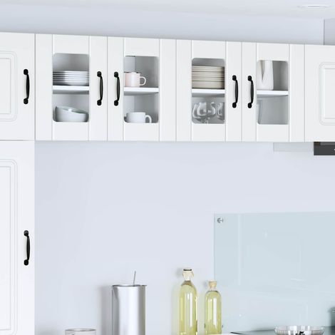 vidaXL Cabinet en verre mural LUCCA 2 pcs Blanc 60 x 31 x 40 cm (1/5)