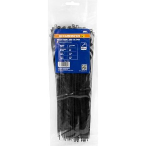 Sachet de 100 attaches de câble en nylon noir 4,8 x 350 mm