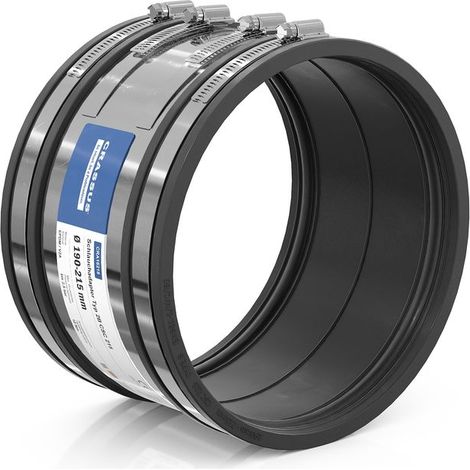 Adaptateur de tuyau CR type 2B CSC 215 (190-215 mm), jusqu'à 2,5 bar, EPDM / V2A