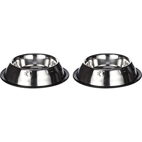 Lot de 2 Gamelle Acier Inoxydable Antidérapant 450 ML 20 CM Pour Chien Chat (1/5)