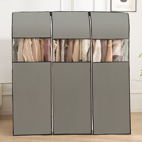 Sollbry Housse de portant à vêtements anti-poussière avec fermetures éclair pour protéger les vêtements – Design respirant pour une durabilité,80cm×50cm×150cm (1/5)
