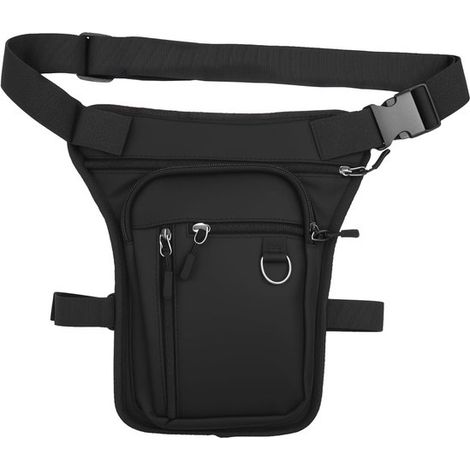 Borsa da gamba nera per moto, borsa da coscia impermeabile per uomo e donna, borsa regolabile con scomparti multipli per campeggio, ciclismo e corsa. (1/5)