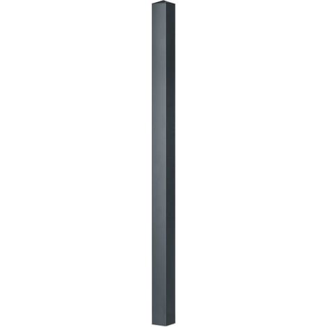 Easycloture – Poteau pour clôture aluminium 2.36 m – Section 100 x 100 mm – À sceller pour portail et portillon – Chapeau inclus – Gris