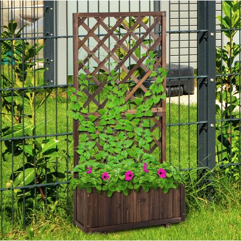 Hochbeet 72.5x31.5x149.5 cm braun aus Massivholz mit Rankgitter (1/5)