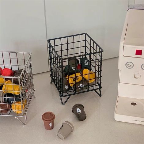 Schwarzer Aufbewahrungskorb aus Edelstahlgewebe zur Organisation von Büro, Zuhause und Schlafzimmer (1/4)